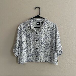 Quicksilver Animal Print Cropped Button Down